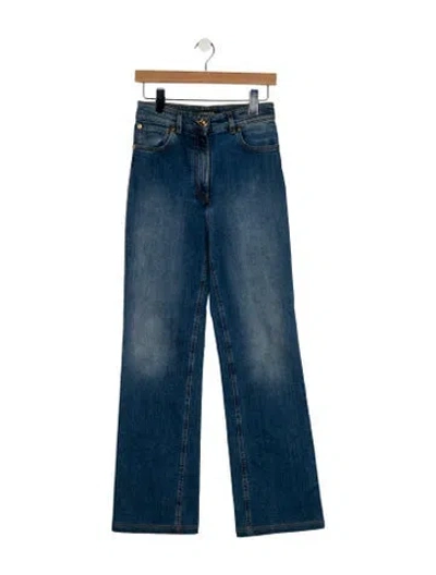 Pre-owned Versace High-rise Wide Leg Jeans In Blue