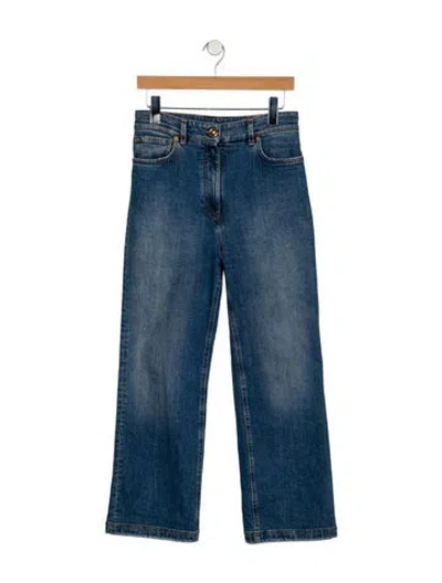 Pre-owned Versace High-rise Wide Leg Jeans In Blue