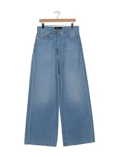 Pre-owned Versace High-rise Wide Leg Jeans In Blue