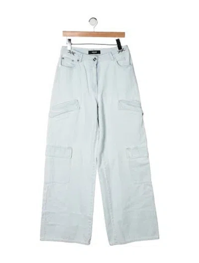 Pre-owned Versace High-rise Wide Leg Jeans In Green
