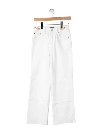 Pre-owned Versace High-rise Wide Leg Jeans In White
