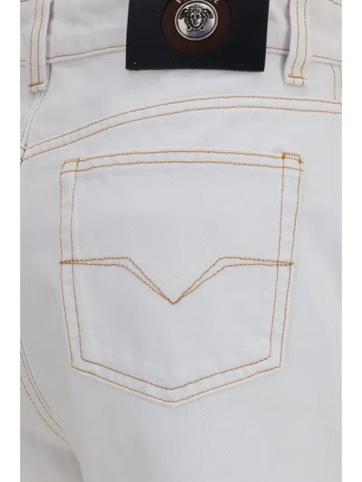 Versace High-waisted Cotton Jeans In White