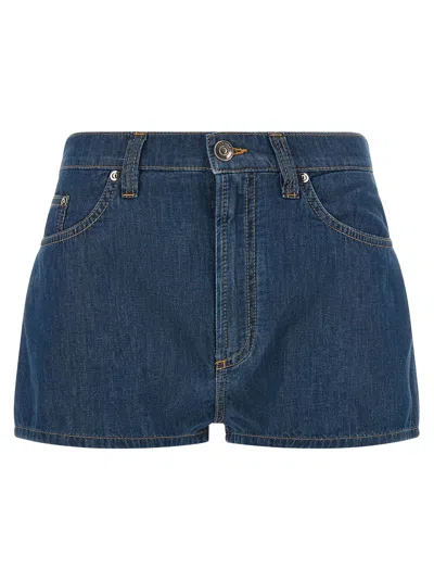 Versace High-waisted Denim Denim Shorts In Blue