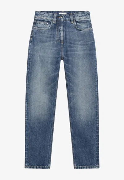 Versace High-waisted Faded Jeans In Light Blue