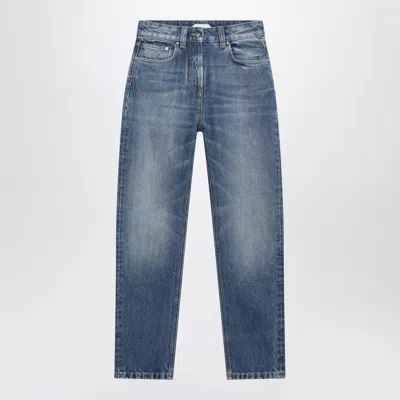 Versace High-waisted Straight-leg Light Blue Cotton Jeans