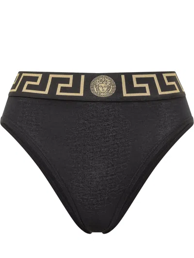 Versace High-waisted Stretch Mini Slip In Black