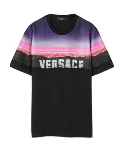 Versace Hills Cotton T-shirt In Black