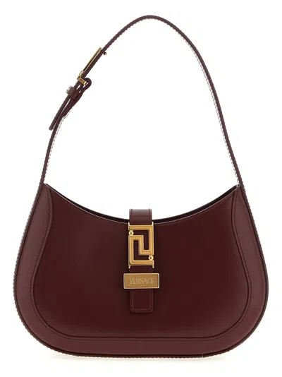Versace Hobo Greca Goddess Small Shoulder Bag In Burgundy