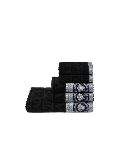 Versace Home 5-piece Patterned Towel Set In Black