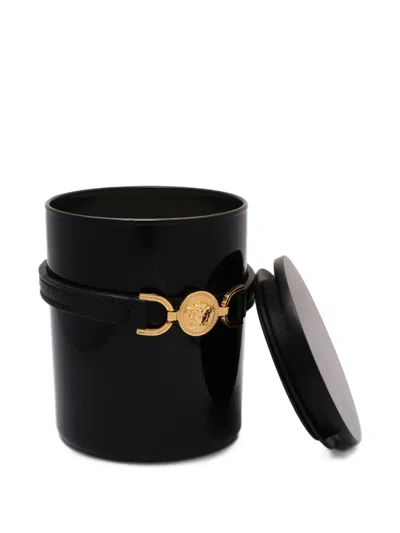 Versace Home 95 Medusa Leather-trim Candle In Black