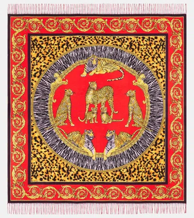 Versace Home Barocco Printed Wool Blanket In Red