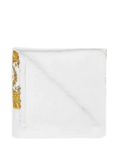 Versace Home Barocco-border Towel In Nude