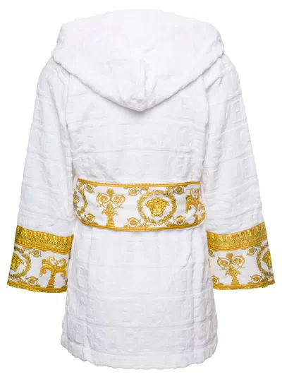 Versace Home Baroque Motif Bathrobe In White