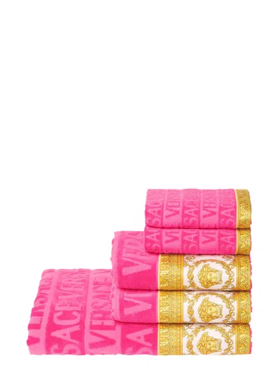 Versace Home Baroque Motif Towel Set In Pink