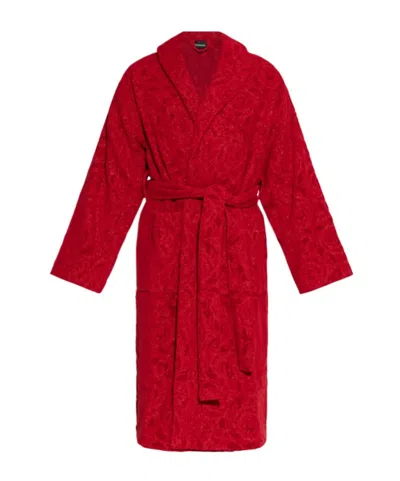 Versace Home Baroque Pattern Bathrobe In Red