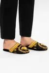 Versace Home Medusa Barocco House Slippers In Black