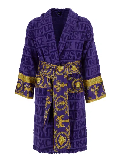 Versace Home Bathrobe In Purple