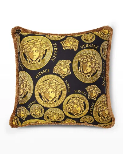Versace Home Collection Barocco Pillow, 27.5"sq. In Black-gold