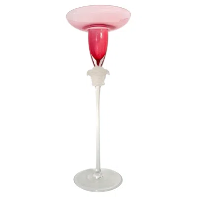 Pre-owned Versace Home Collection Crystal 'medusa Lumière' Candleholder By Versace For Rosenthal 1990s In Sand