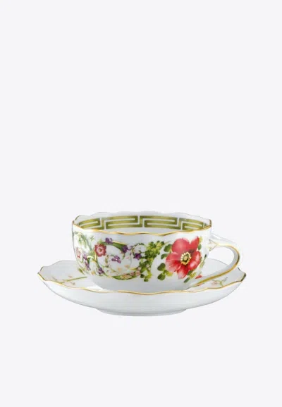 Versace Home Collection Flower Fantasy Tea Cup And Saucer In Multicolor