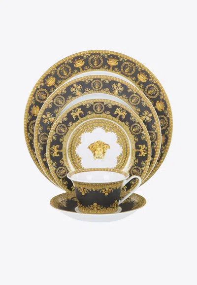Versace Home Collection I Love Baroque Place Setting Set - Set Of 5 In Black