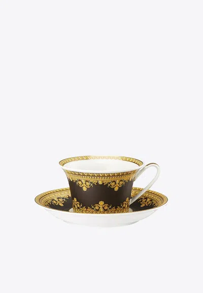 Versace Home Collection I Love Baroque Tea Cup And Saucer Set In Black
