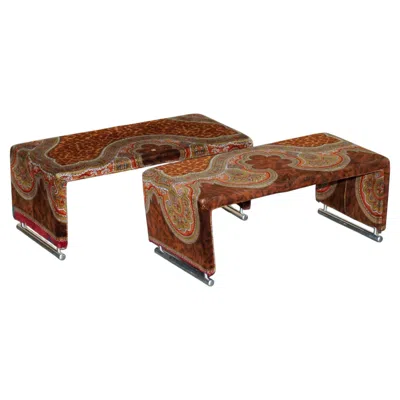 Pre-owned Versace Home Collection Pair Of Versace Italy 2003 Ilian Rachov Designed Ottoman Footstools In Brown