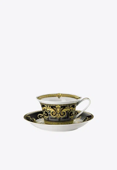Versace Home Collection Prestige Gala Tea Cup And Saucer Set In Black