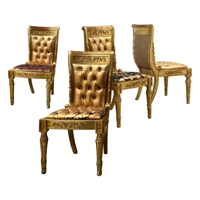 Pre-owned Versace Home Collection Versace Original Vanitas Gilt Dining Chair Set Of 4, Gianni Versace, 1994 In Gold