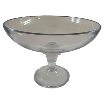 Pre-owned Versace Home Collection Versace Rosenthal Crystal Lumiere Medusa Footed Bowl In Gray