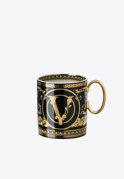 Versace Home Collection Virtus Gala Porcelain Mug In Black