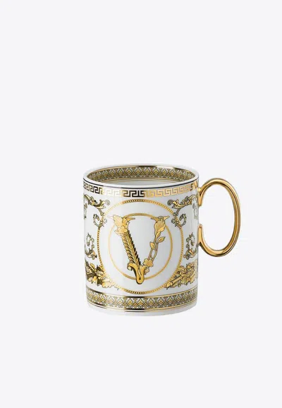 Versace Home Collection Virtus Gala Porcelain Mug In White