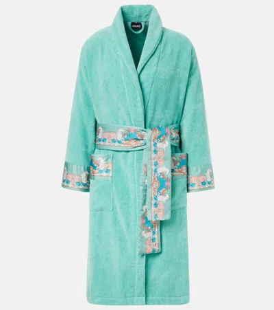 Versace Home Coral Theatre Cotton Terry Bathrobe