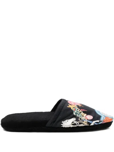 Versace Home Coral Theatre Slippers In Black