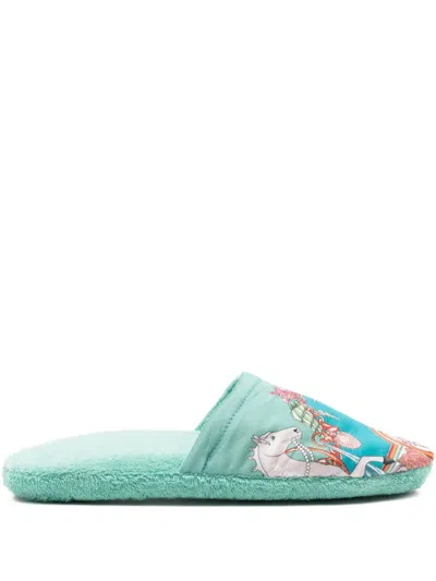 Versace Home Coral Theatre Slippers In Green
