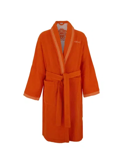 Versace Home Cotton Bathrobe In Orange
