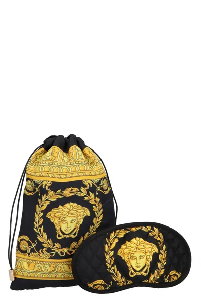 Versace Home Eye Mask & Pouch In Black