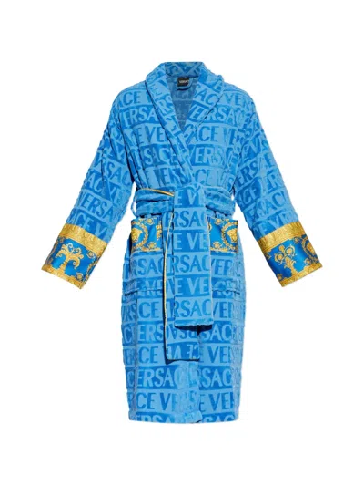 Versace Home I Love Baroque Bathrobe In Blue
