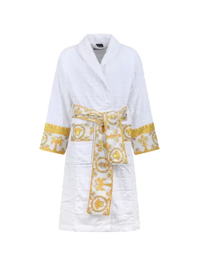 Versace Home I Love Baroque Logo-jacquard Bathrobe In White