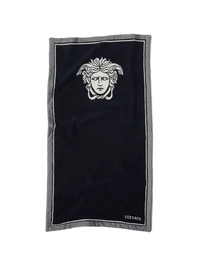 Versace Home Jacquard Bath Towel In Black