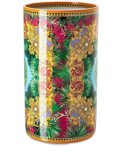 Versace Home Jungle Animalier Porcelain Vase In Blue