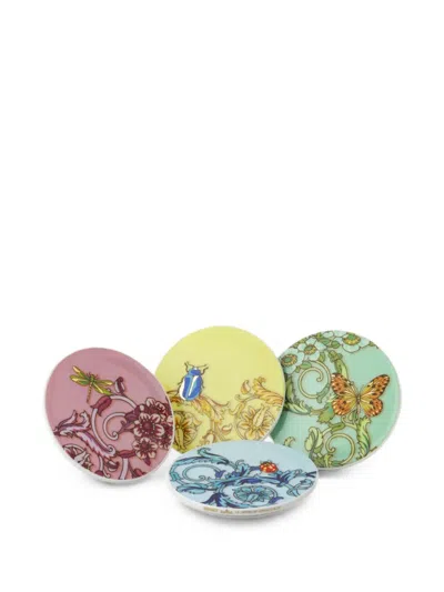 Versace Home Le Jardin Coasters Set (set Of Four) In 옐로