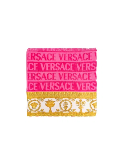 Versace Home Logo Bath Towel In Pink