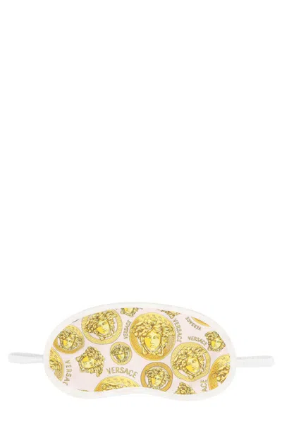 Versace Home Logo Print Eye Mask In White