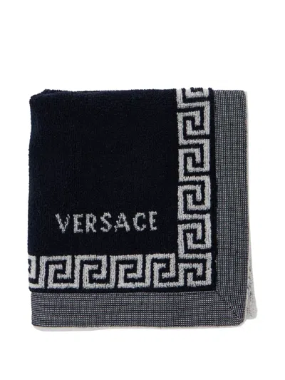 Versace Home Logo Towel In Black