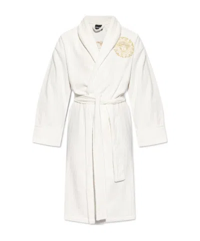 Versace Home Long-sleeved Bathrobe In White