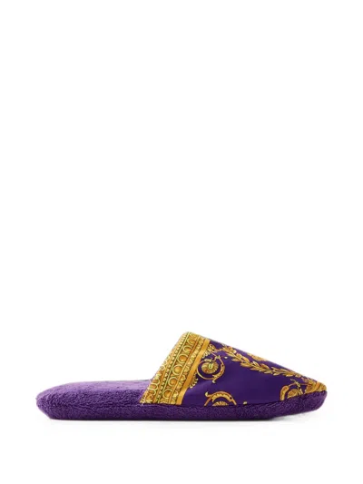 Versace Home Medusa '95 Barocco Slippers In Blue