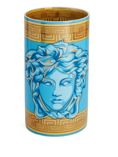Versace Home Medusa Amplified Coin Vase (29.9cm X 16.6cm) In Blue