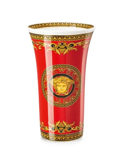 Versace Home Medusa Head-motif Vase In Red