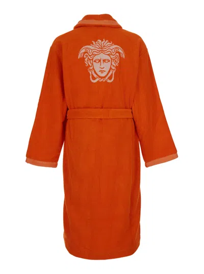 Versace Home Medusa Jacquard Bathrobe In Red